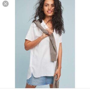 Anthropologie Amadi Edgewise Tencel Collared Oversized Tunic Top White Small